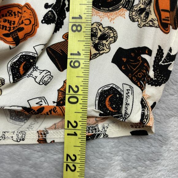 Spirit Halloween Crop Top Womens XL Button Up Tie Front Spooky Skull Witchy Bat - Picture 8 of 8